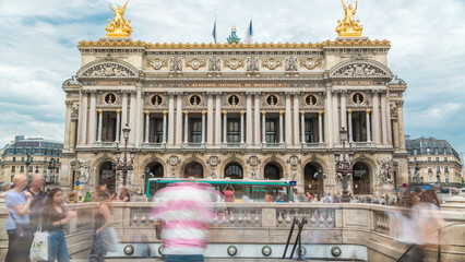 Naklejka premium Palais or Opera Garnier The National Academy of Music timelapse in Paris, France.