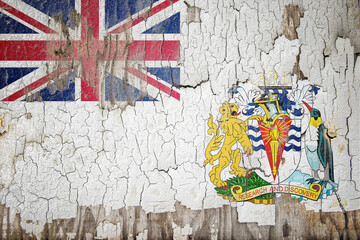 British Antarctic Territory flag painted on the cracked wall
