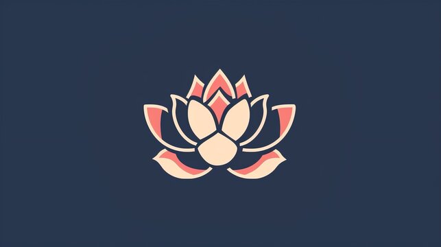 Black white Lotus flower isolated minimalist logo for graphic design