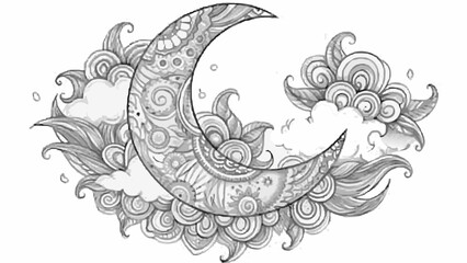 hand drawn mystical moon vector illustration