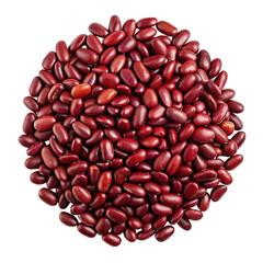 Red kidney beans isolated on transparent background. Top view.