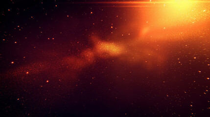 dynamic scene filled with particles and glowing lights, creating an intense explosion of orange and red hues, reminiscent of a cosmic event.
