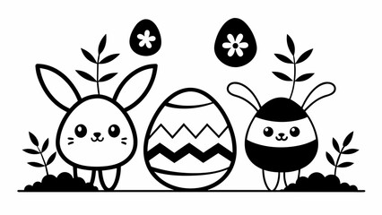 easter silhouette pages for kids vector illustration 