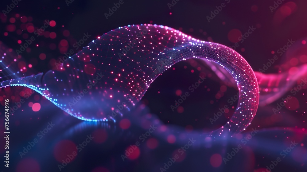 Wall mural dark blue and glow particle abstract technology particles background.