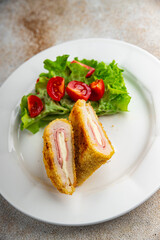 cutlet cordon bleu chicken meat, ham slice, cheese fresh food tasty eating cooking appetizer meal food snack on the table copy space food background
