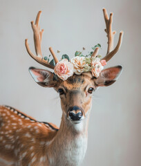 Deer with flowers on its head