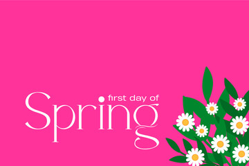 Spring colorful vector illustration, Hello Spring, First day of Spring