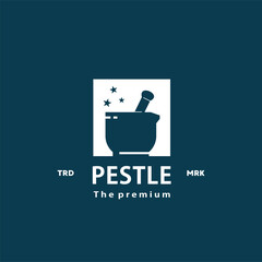 vector illustration of pestle and mortar logo icon for chemistry experiment