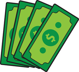 Paper Money dollar cash object cartoon icon.
