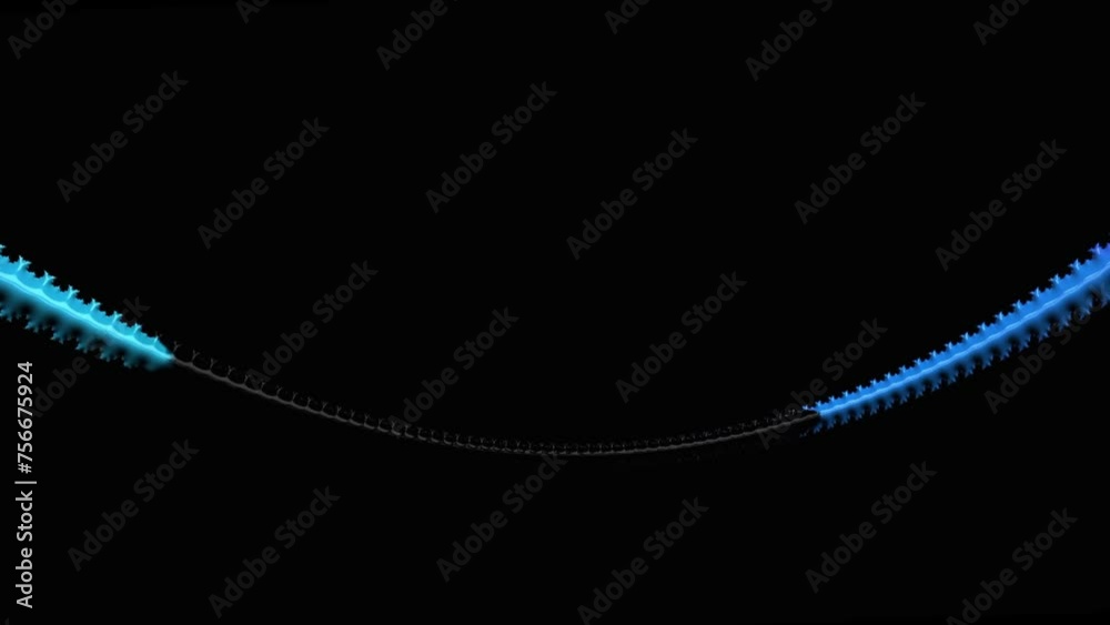 Wall mural blue colorful arch curve line flowing on black background. copy space, loop able animation