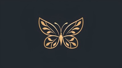 Vibrant Golden butterfly wallpaper. Decorative gold art. minimalist logo background