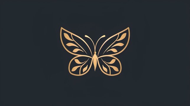 Vibrant Golden butterfly wallpaper. Decorative gold art. minimalist logo background