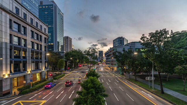 Old Hill Street Police Station historic building in Singapore day to night timelapse.
