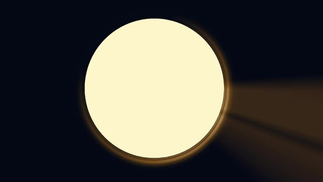 Luxury gold circle in dark background with outline and floating light effect. Copy space loop able modern animation
