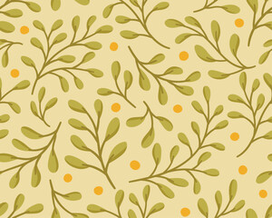 Seamless pattern with tropical leaves. Vector botanical illustration. Summer background for print, wallpaper, fabric. - 756676353