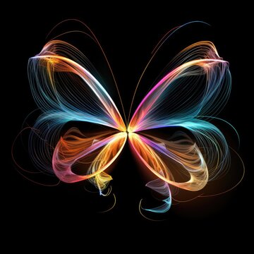 Butterfly. Abstract image of butterfly drawn with glowing lines