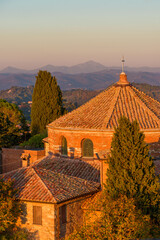 Temple of Saint Michael in Perugia at sunset, a very old church built in the 5th century - 756677303