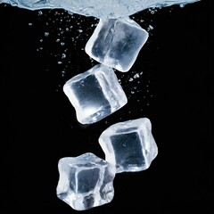 Obraz premium Three falling ice cubes, cut out