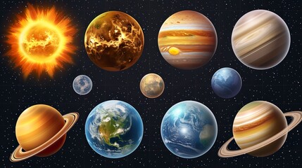 set of planets space rockets pattern science astronomy background for children and covers - Powered by Adobe