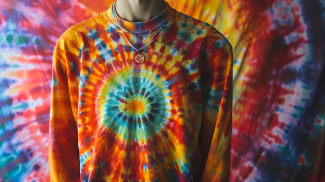 Colorful tie-dyed shirt on mannequin