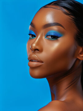 Photo of beautiful light skin African American make up model