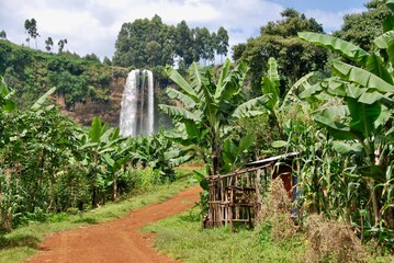 waterfall in the mountains 