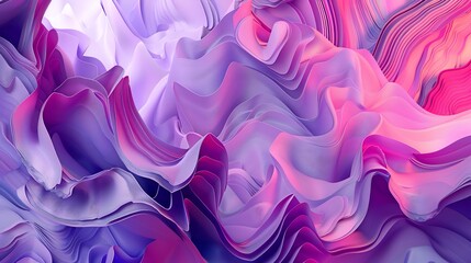 3D render, abstract background with wavy colorful shapes in purple and pink colors in the style of various artists.