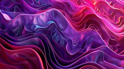 3D render, abstract background with wavy colorful shapes in purple and pink colors in the style of various artists. - obrazy, fototapety, plakaty