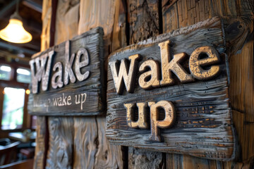 Wake up sign and wake up sign