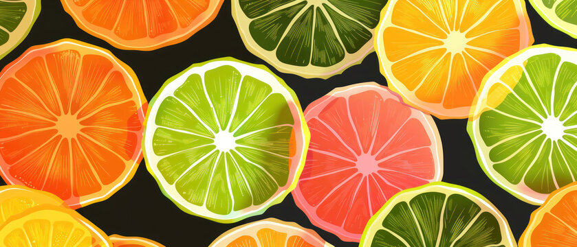 A colorful image of oranges and lemons arranged in a pattern