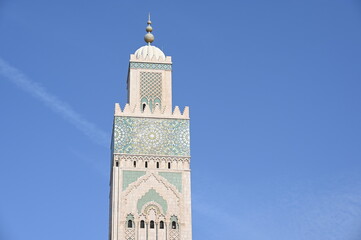 Minarett der Hassan II Moschee in Casablanca