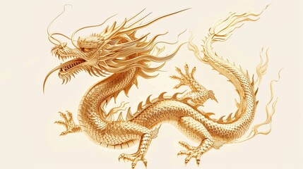 Obraz premium Oriental traditional Dragon artwork on red background. Lunar New Year Celebration