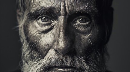 face of a man with grey beard, portrait photography, 16:9