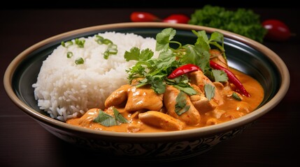Thai Red curry chicken with pumpkin and basil so delicious