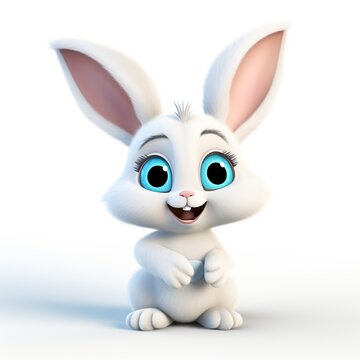3D cartoon illustration, a cute bunny