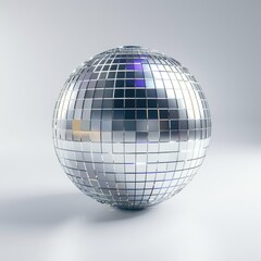 Shiny Disco Ball with Reflective Mirrors Isolated on White Background