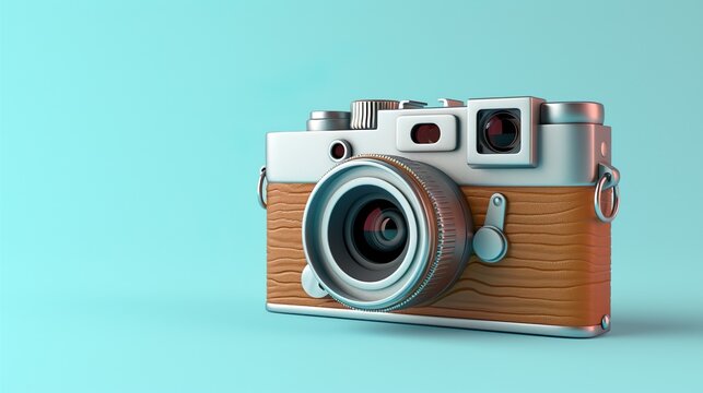 3d style Photo camera photography app icon isolated on colorful background.
