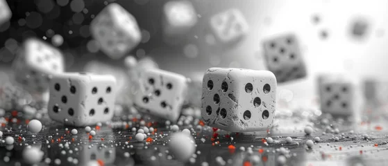 Foto op Plexiglas The white dice are isolated on a white background © Diana