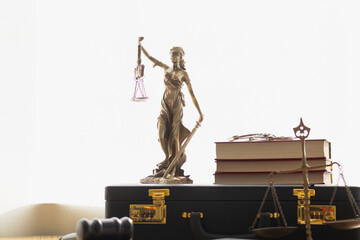 statue of god Themis Lady Justice is used as symbol of justice within law firm demonstrate...