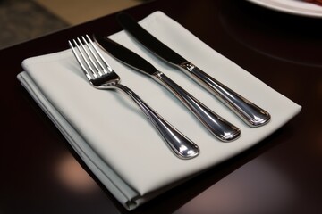 cutlery setting on a restaurant table advertising food photography