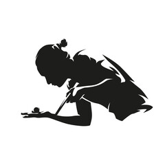 Fototapeta premium Table tennis, woman playing table tennis. Serving in ping pong, isolated vector silhouette