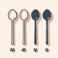 Vector set of spoons with flat design style