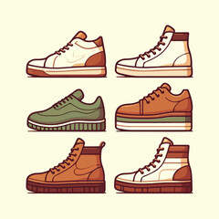 Vector set of shoes with a flat design style