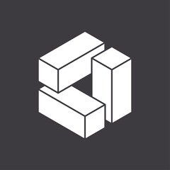 Abstract shape icon isolated on black background. Vector illustration.