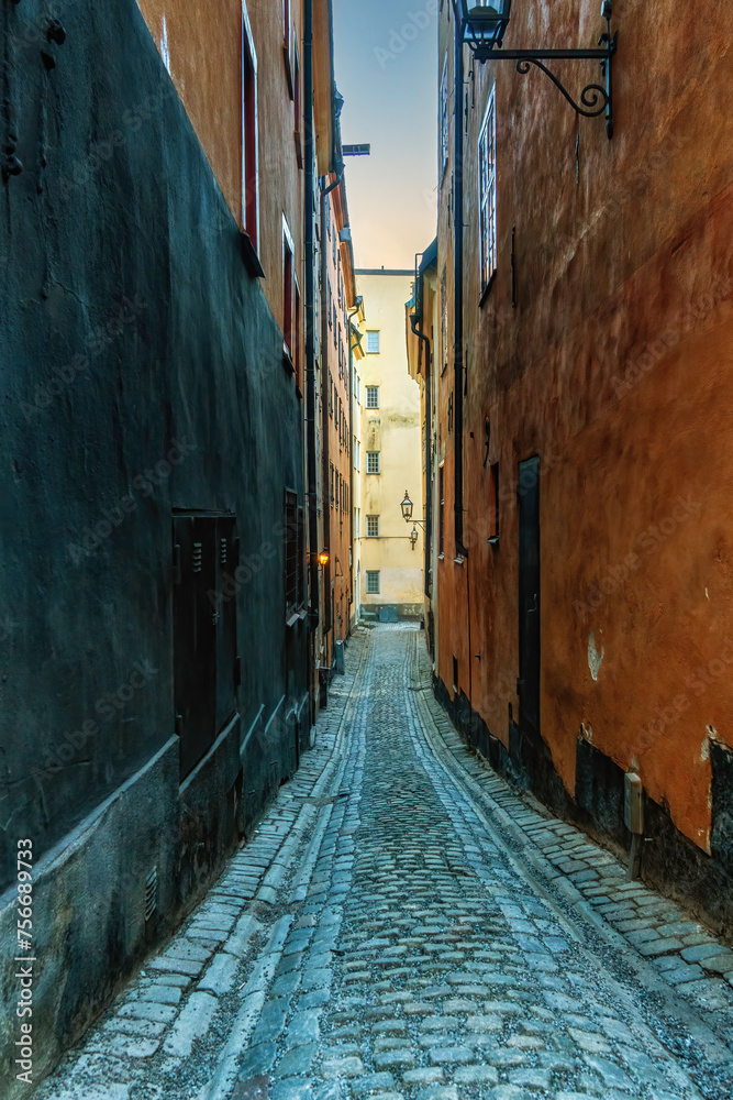 Canvas Prints Narrow street in Gamla Stan, Stockholm, Sweden