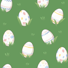 Seamless pattern with Easter colored eggs - 756690167