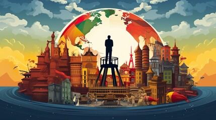 Concept of BRICS Union. Brasil Russia India China South Africa association - obrazy, fototapety, plakaty