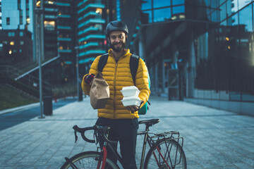Food delivery rider on his bicycle.