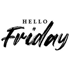 Hello Friday hand drawn lettering vector illustration.