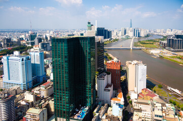 Ho Chi Minh city aerial panoramic view in Vietnam